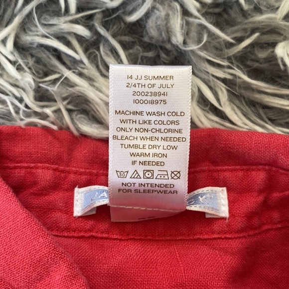 Janie & Jack Red Linen and Blue Cotton Button Down Shirt Bundle Sz 12-18 - Picture 14 of 16